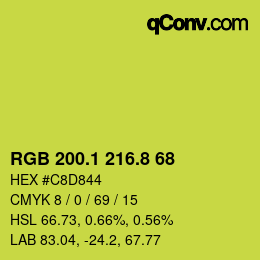 カラーコード: RGB 200.1 216.8 68 | qconv.com