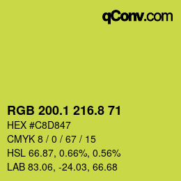 カラーコード: RGB 200.1 216.8 71 | qconv.com