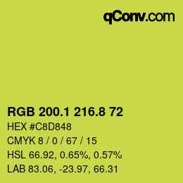 カラーコード: RGB 200.1 216.8 72 | qconv.com