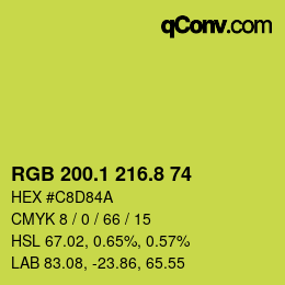 カラーコード: RGB 200.1 216.8 74 | qconv.com