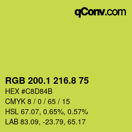 カラーコード: RGB 200.1 216.8 75 | qconv.com