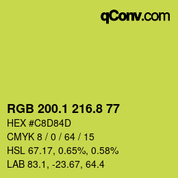 カラーコード: RGB 200.1 216.8 77 | qconv.com