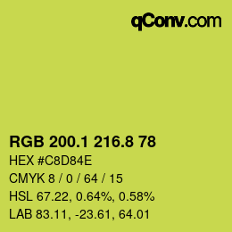 カラーコード: RGB 200.1 216.8 78 | qconv.com