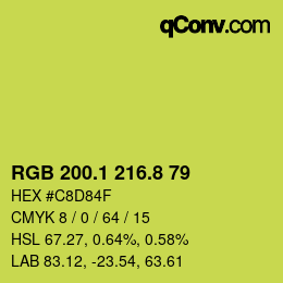 カラーコード: RGB 200.1 216.8 79 | qconv.com