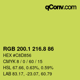 カラーコード: RGB 200.1 216.8 86 | qconv.com