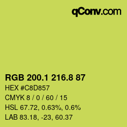 カラーコード: RGB 200.1 216.8 87 | qconv.com