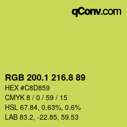 カラーコード: RGB 200.1 216.8 89 | qconv.com