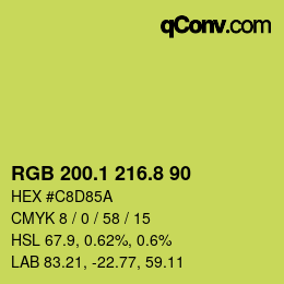 カラーコード: RGB 200.1 216.8 90 | qconv.com