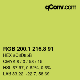 カラーコード: RGB 200.1 216.8 91 | qconv.com