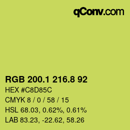 カラーコード: RGB 200.1 216.8 92 | qconv.com