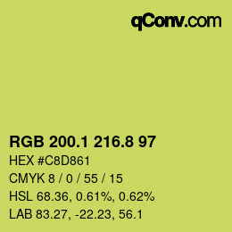 カラーコード: RGB 200.1 216.8 97 | qconv.com