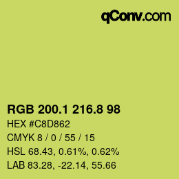 カラーコード: RGB 200.1 216.8 98 | qconv.com