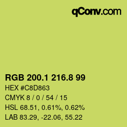 カラーコード: RGB 200.1 216.8 99 | qconv.com