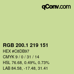 カラーコード: RGB 200.1 219 151 | qconv.com