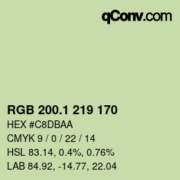 カラーコード: RGB 200.1 219 170 | qconv.com
