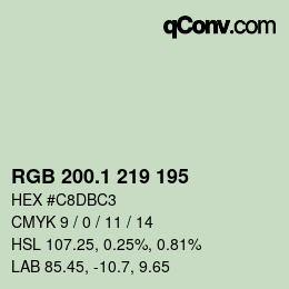 カラーコード: RGB 200.1 219 195 | qconv.com