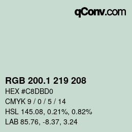 カラーコード: RGB 200.1 219 208 | qconv.com