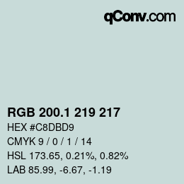 Farbcode: RGB 200.1 219 217 | qconv.com