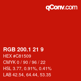 カラーコード: RGB 200.1 21 9 | qconv.com