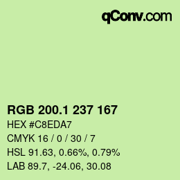 カラーコード: RGB 200.1 237 167 | qconv.com