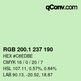 カラーコード: RGB 200.1 237 190 | qconv.com