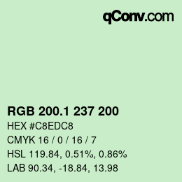 カラーコード: RGB 200.1 237 200 | qconv.com