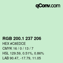 カラーコード: RGB 200.1 237 206 | qconv.com