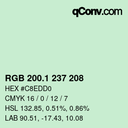 カラーコード: RGB 200.1 237 208 | qconv.com