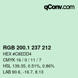 カラーコード: RGB 200.1 237 212 | qconv.com