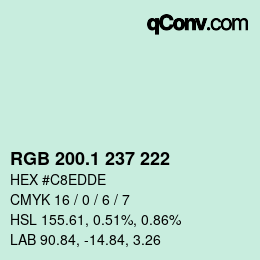 カラーコード: RGB 200.1 237 222 | qconv.com