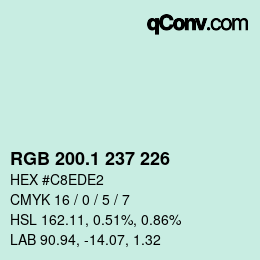 カラーコード: RGB 200.1 237 226 | qconv.com