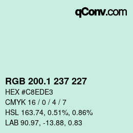 カラーコード: RGB 200.1 237 227 | qconv.com