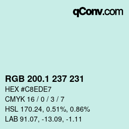 Color code: RGB 200.1 237 231 | qconv.com