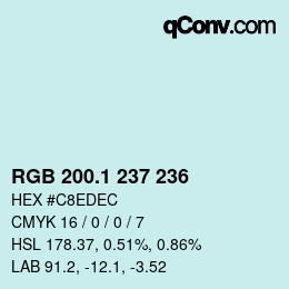 Color code: RGB 200.1 237 236 | qconv.com