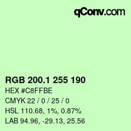 カラーコード: RGB 200.1 255 190 | qconv.com