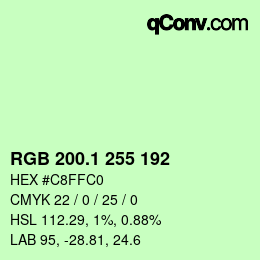 カラーコード: RGB 200.1 255 192 | qconv.com