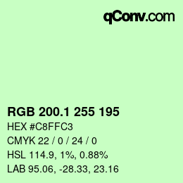 カラーコード: RGB 200.1 255 195 | qconv.com