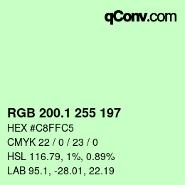 カラーコード: RGB 200.1 255 197 | qconv.com