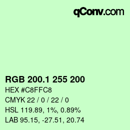 カラーコード: RGB 200.1 255 200 | qconv.com