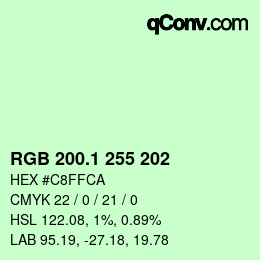 カラーコード: RGB 200.1 255 202 | qconv.com
