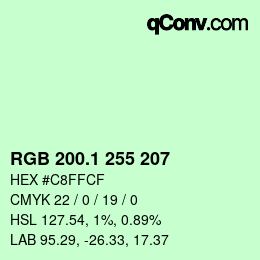 カラーコード: RGB 200.1 255 207 | qconv.com