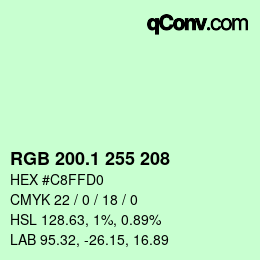 カラーコード: RGB 200.1 255 208 | qconv.com