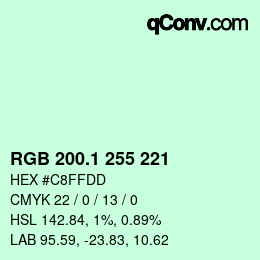カラーコード: RGB 200.1 255 221 | qconv.com