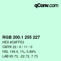 カラーコード: RGB 200.1 255 227 | qconv.com