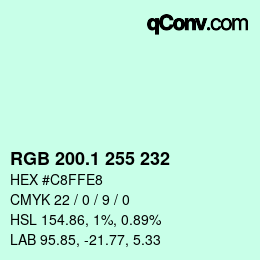カラーコード: RGB 200.1 255 232 | qconv.com