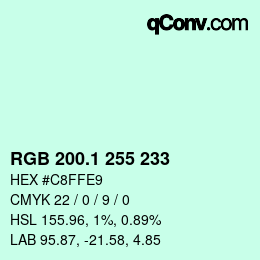 カラーコード: RGB 200.1 255 233 | qconv.com