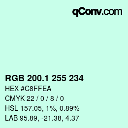 カラーコード: RGB 200.1 255 234 | qconv.com
