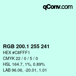 カラーコード: RGB 200.1 255 241 | qconv.com