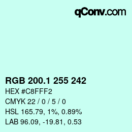 カラーコード: RGB 200.1 255 242 | qconv.com