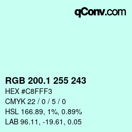 カラーコード: RGB 200.1 255 243 | qconv.com